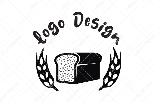 A Loaf of Bread with Grains of Wheat on both Sides Logo